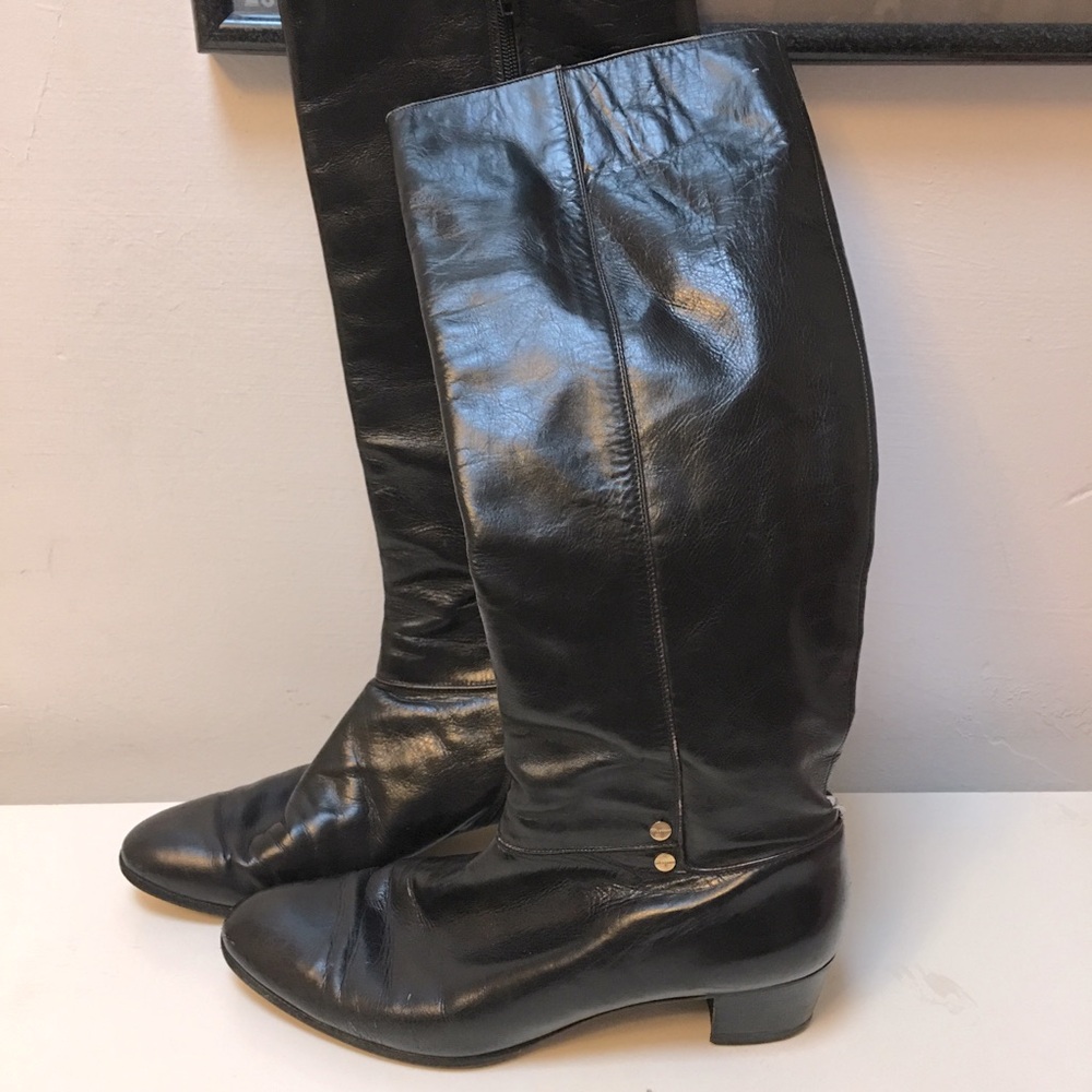 Salvatore Ferragamo vtg 90s tall leather boots black size 9